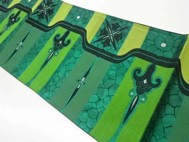 JAPANESE FUKURO OBI / WOVEN ABSTRACT FLOWER